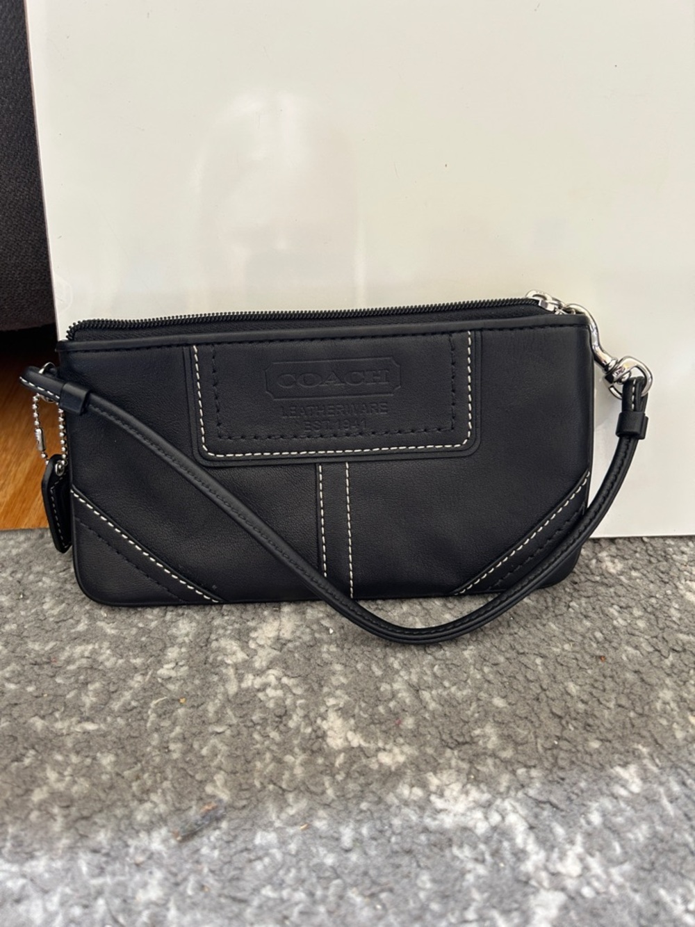 COACH Black Leather Wristlet